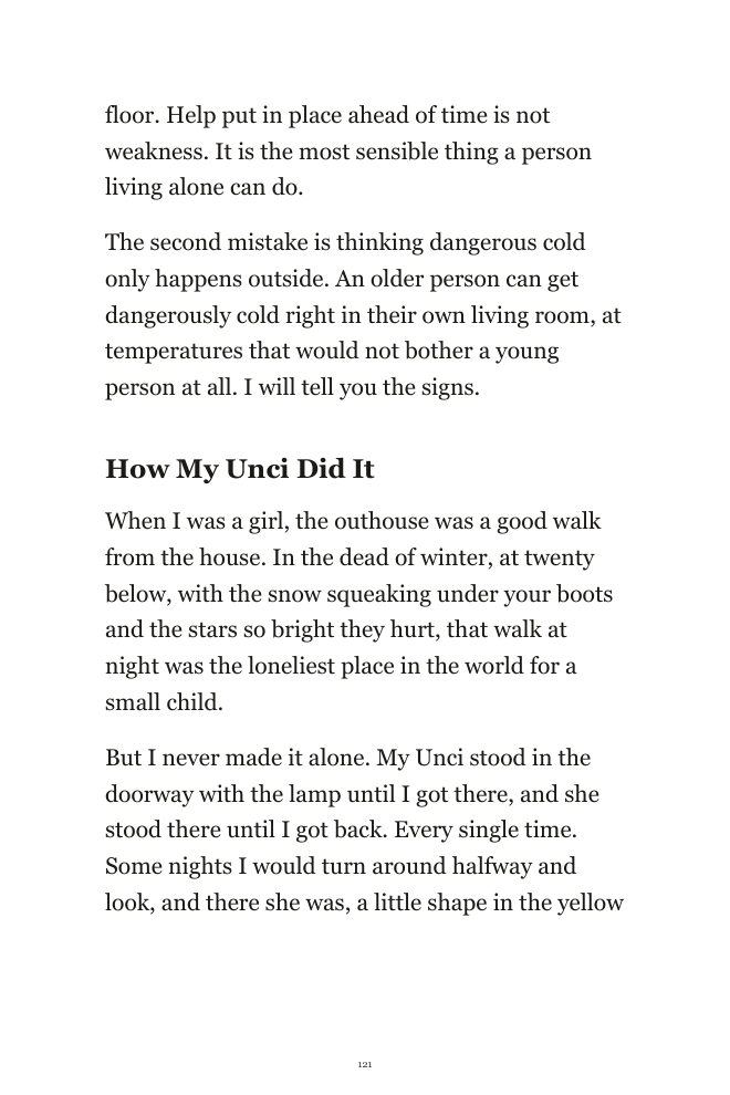 Book page: living alone through winter
